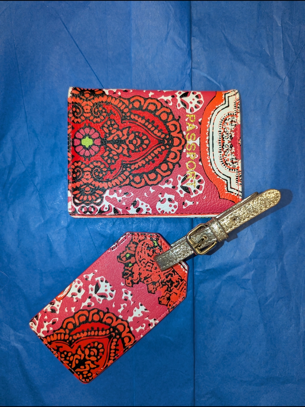 Passport Wallet - Red Paisley